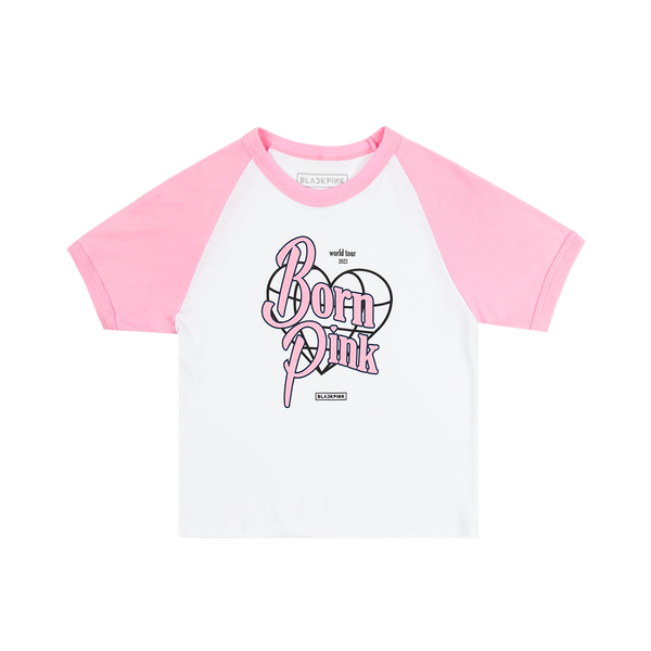 Heart Globe Pink Raglan Crop T-Shirt