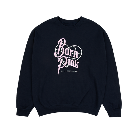 Born Pink Heart Globe Navy Crewneck